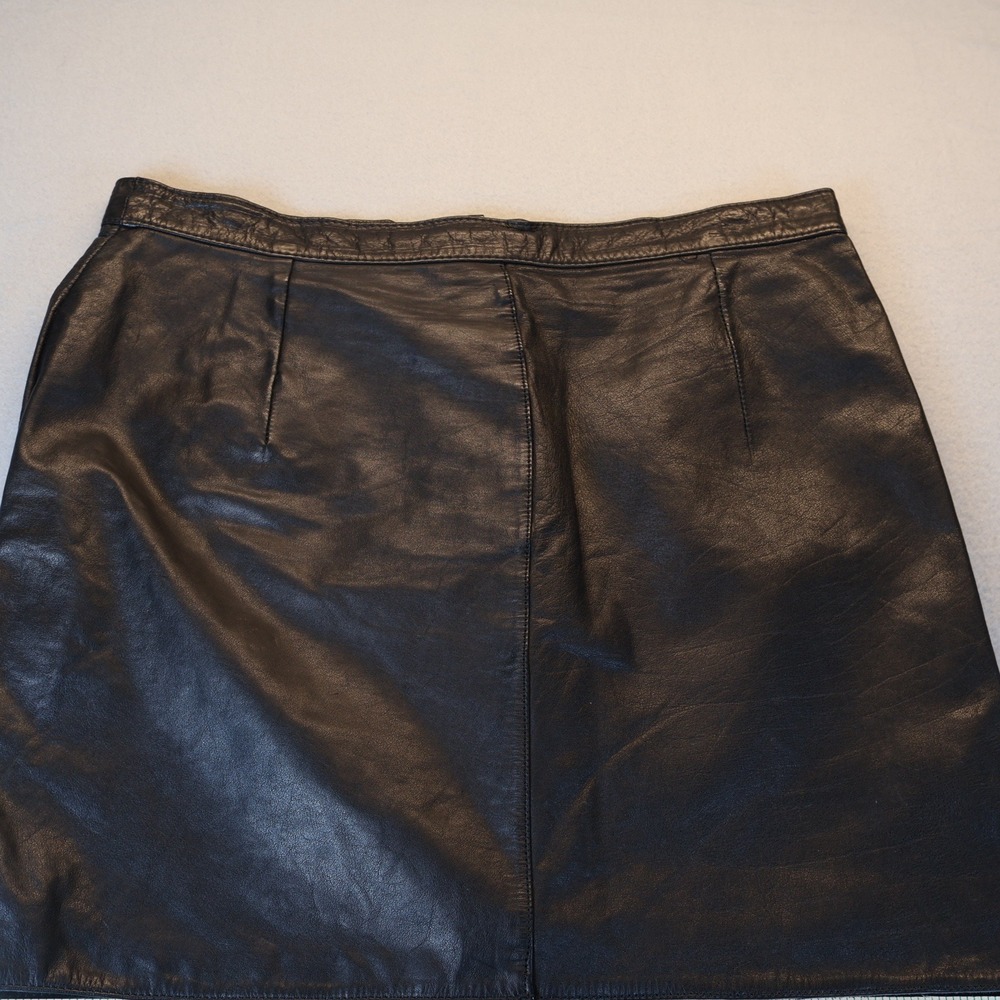 Vintage G-III Leather Fashions Black Mini Skirt High Waisted A-Line Size 13/14